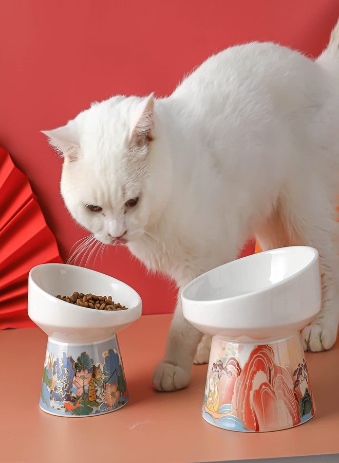 KUTKUT Ceramic Cat Food Bowl Elevated Bowl Protect Pets' spines and Neck | Anti Vomiting Porcelain Stress Free Tilted Bowl for Cats and Small Dogs, Dishwasher and Microwave Safe (Red) - Image 3